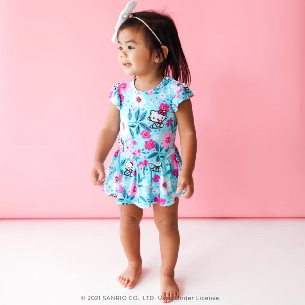 POSH PEANUT X SANRIO HELLO KITTY FLORALS BODYSUIT TWIRL DRESS